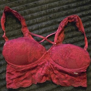 PINK Victoria's Secret Burgundy Lace Bra